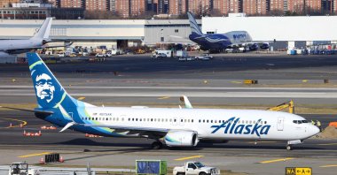 A Boeing 737-900ER passenger aircraft of Alaska Airlines is seen before take-off at John F. Kennedy Airport, New York, United States, Jan. 8, 2024. (AFP Photo)