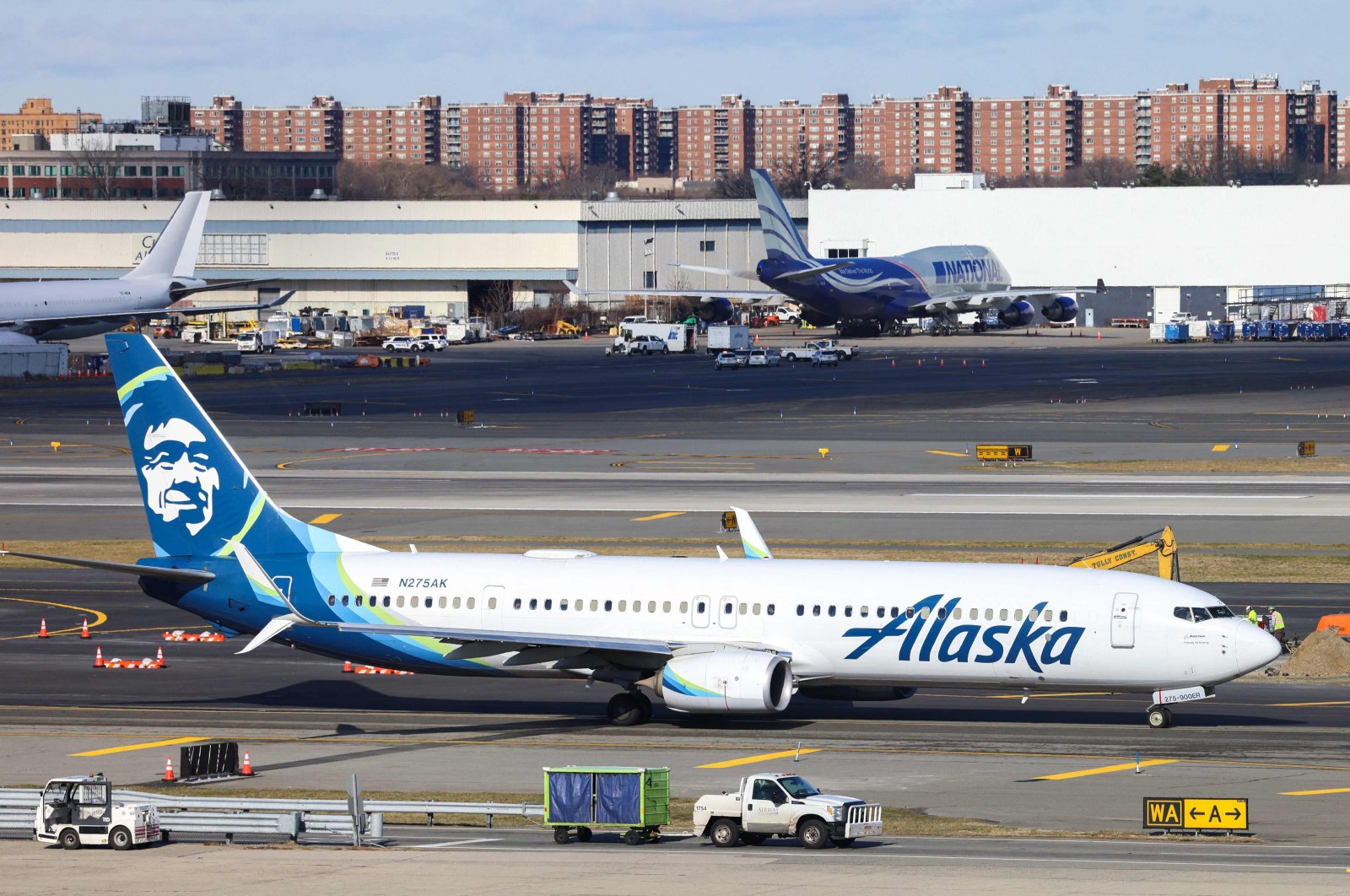 A Boeing 737-900ER passenger aircraft of Alaska Airlines is seen before take-off at John F. Kennedy Airport, New York, United States, Jan. 8, 2024. (AFP Photo)