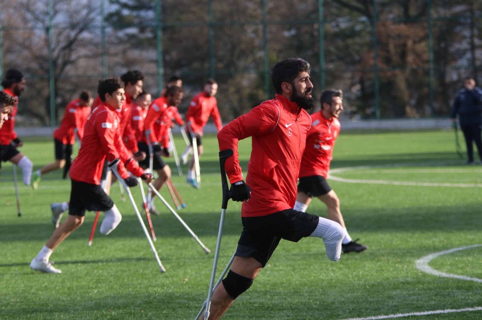 The Turkish amputee football national team players train for the European Amputee Football Championship, Istanbul, Türkiye, Jan. 22, 2024. (AA Photo)