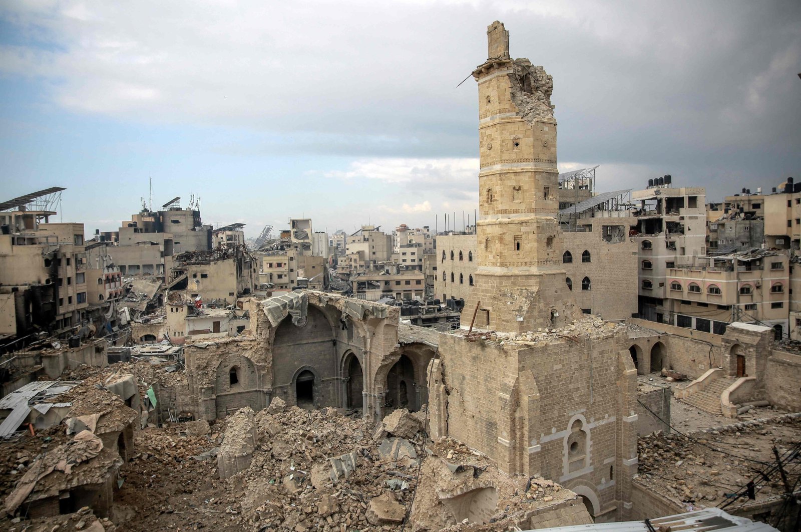 Gaza City&#039;s Omari Mosque, the oldest mosque in Gaza, Palestine, Jan. 5, 2024. (AFP Photo)