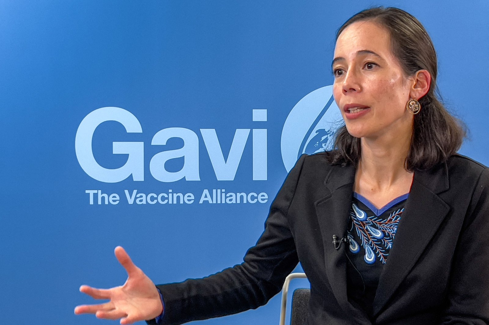 Aurelia Nguyen, chief program officer of the Gavi Vaccine Alliance, gestures during an interview with Agence-France Presse (AFP), Geneva, Switzerland, Jan. 18. 2024. (AFP Photo)
