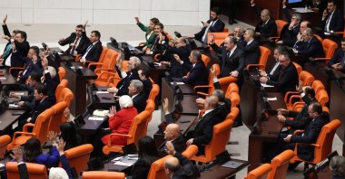 Lawmakers attend a session before voting on a bill regarding Sweden's accession to NATO, at Parliament in Ankara, Türkiye, Jan. 23, 2024. (AFP Photo)