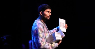 Jay Shetty speaks onstage during &quot;Jay Shetty World Tour: Love Rules at Beacon Theater,&quot; New York, U.S.,  Feb. 24, 2023. (Getty Images Photo)