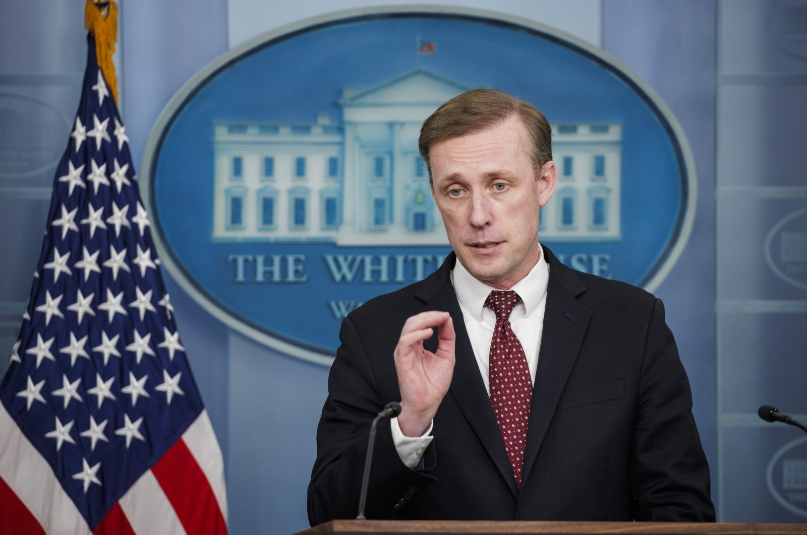 White House National Security Adviser Jake Sullivan speaks during the White House daily press briefing in the James S. Brady Briefing Room at the White House, Washington, U.S., Dec. 4, 2023. (EPA Photo)