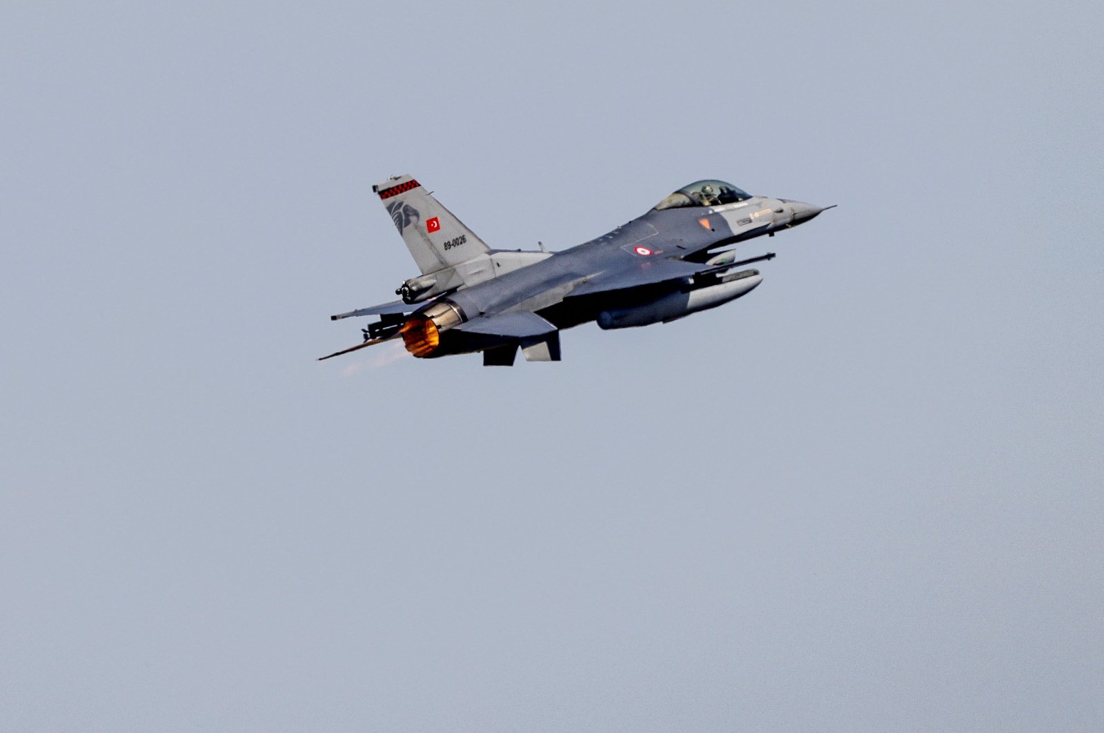 An F-16 combat jet of the Turkish Air Forces Command takes off at the Air Defender Exercise 2023 at the military airport of Jagel, northern Germany, June 9, 2023. (Reuters Photo)