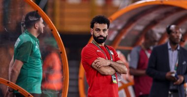Egypt&#039;s Mohamed Salah (C) looks on ahead of the Africa Cup of Nations (AFCON) 2024 group B football match against Cape Verde at the Felix Houphouet-Boigny Stadium, Abidjan, Ivory Coast, Jan. 22, 2024. (AFP Photo)