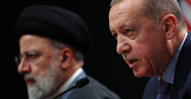 President Recep Tayyip Erdoğan (R) and Iran&#039;s President Ebrahim Raisi attend a joint news conference, Ankara, Türkiye, Jan. 24, 2024. (AFP Photo)