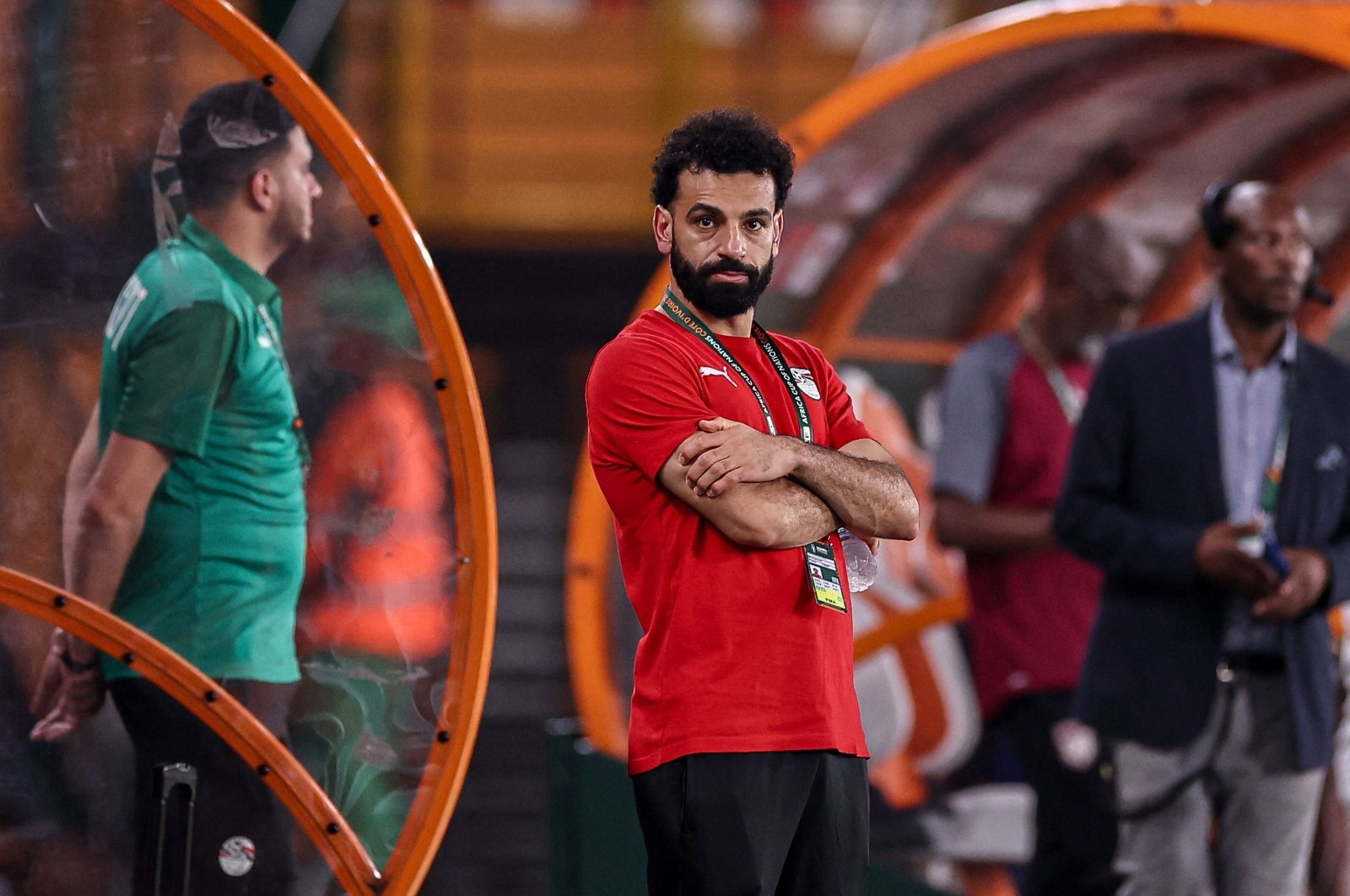 Egypt&#039;s Mohamed Salah (C) looks on ahead of the Africa Cup of Nations (AFCON) 2024 group B football match against Cape Verde at the Felix Houphouet-Boigny Stadium, Abidjan, Ivory Coast, Jan. 22, 2024. (AFP Photo)