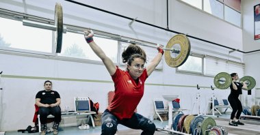 Turkish women&#039;s national weightlifter Aysel Özkan trains at the Eryaman Türkiye Olympic Preparation Center, Ankara, Türkiye, Jan. 25, 2024. (AA Photo)