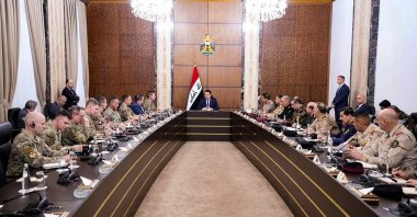 A handout picture released by Iraq&#039;s Prime Minister&#039;s Media Office on Jan. 27, 2024, shows Prime Minister Mohamed Shia al-Sudani (C) meeting with top-ranking officials of the Iraqi armed forces (R) and the international coalition set up by U.S., In Baghdad. (AFP Photo)