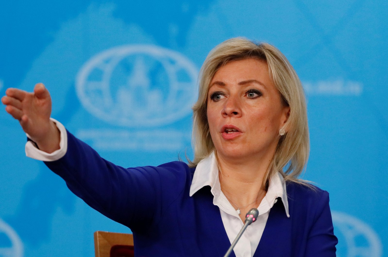 Russia&#039;s Foreign Ministry spokeswoman Maria Zakharova gestures during the annual news conference of the acting Foreign Minister Sergei Lavrov (not pictured) in Moscow, Russia Jan. 17, 2020. (Reuters File Photo)