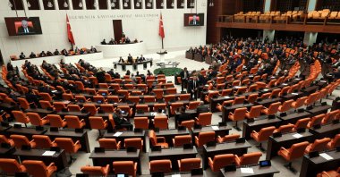 Lawmakers attend a session before voting on a bill regarding Sweden&#039;s accession to NATO at the Turkish Parliament, Ankara, Türkiye, Jan. 23, 2024. (AFP Photo)