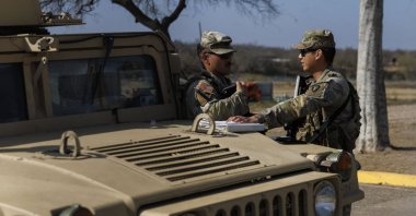 National Guard soldiers posted in Eagle Pass, Texas, U.S., Jan. 26, 2024. (AFP Photo)