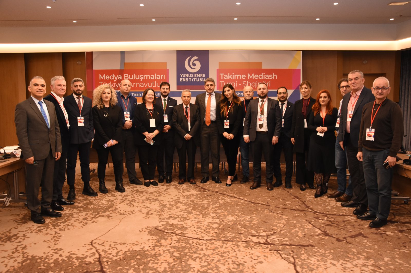 The participants of the Türkiye-Albania Media Meetings organized by the Yunus Emre Institute in Tirana, Albania, Jan. 27, 2024. (Photo by Funda Karayel)