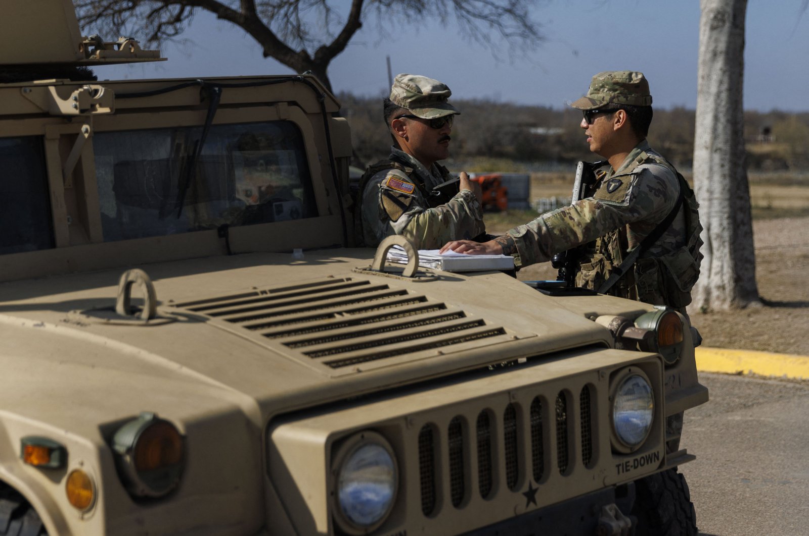 National Guard soldiers posted in Eagle Pass, Texas, U.S., Jan. 26, 2024. (AFP Photo)