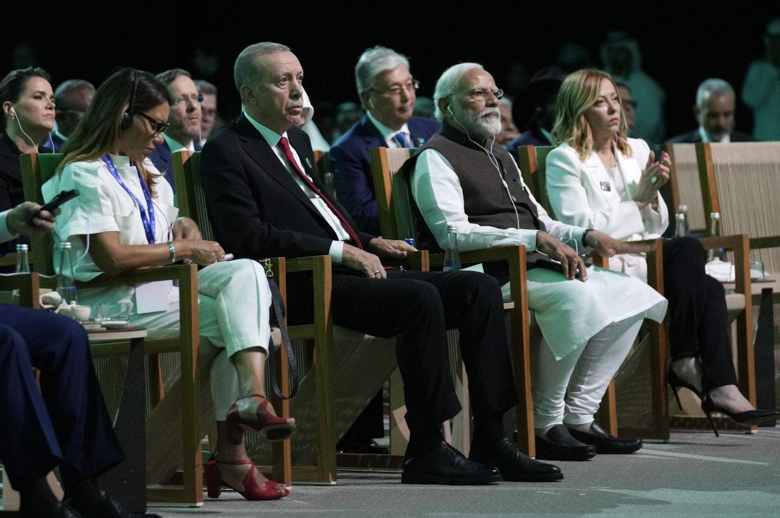 President Recep Tayyip Erdoğan (C-L) and India Prime Minister Narendra Modi (C-R) attend an opening ceremony at the COP28 U.N. Climate Summit, Dec. 1, 2023, in Dubai, United Arab Emirates. (AP Photo)