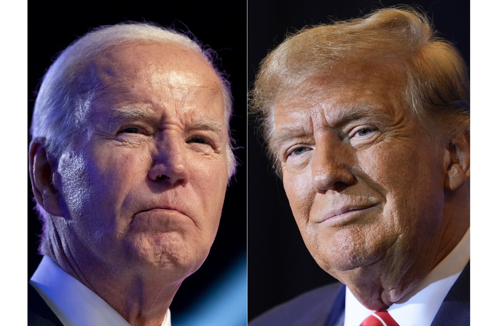 This combo image shows President Joe Biden (L), Jan. 5, 2024, and Republican presidential candidate former President Donald Trump, Jan. 19, 2024. (AP Photo)