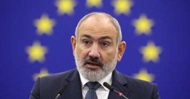 Armenian Prime Minister Nikol Pashinyan addresses the members of the European Parliament in Strasbourg, France, Oct. 17, 2023. (EPA File Photo)