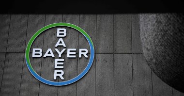 This picture taken shows the logo of German chemicals and pharmaceuticals giant Bayer at the Bayer plant in Berlin, Germany, Feb. 6, 2023. (AFP Photo)