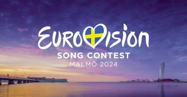 The logo of the Eurovision Song Contest set to be held in Malmo, Sweden between May 7 to May 11, 2024 is seen in this photo dated Jan. 12, 2024. (DHA Photo)