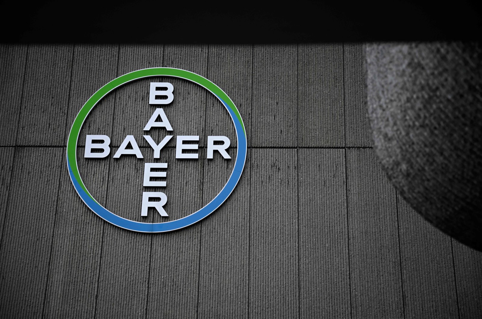 This picture taken shows the logo of German chemicals and pharmaceuticals giant Bayer at the Bayer plant in Berlin, Germany, Feb. 6, 2023. (AFP Photo)