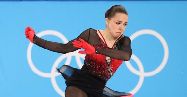 Russian figure skater Kamila Valieva in action during the Beijing Olympics at the Capital Indoor Stadium, Beijing, China, Feb. 17, 2022. (Reuters Photo) 