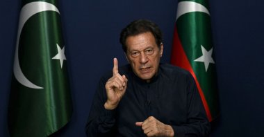 Former Pakistan Prime Minister Imran Khan gestures during an interview in Lahore, Pakistan, May 18, 2023. (AFP Photo)