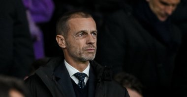 UEFA President Aleksander Ceferin looks on prior to the UEFA Champions League match between Paris Saint-Germain and Newcastle United FC at Parc des Princes, Paris, France, Nov. 28, 2023. (Getty Images Photo)