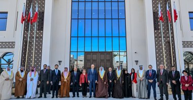 Turkish Parliament Speaker Numan Kurtulmuş, met with the speaker of the Council of Representatives Ahmed bin Salman Al Musallam within the scope of his Bahrain contacts, Bahrain, Jan. 29, 2024. (AA Photo)