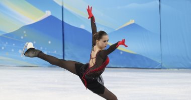 Russian figure skater Kamila Valieva in action during the Beijing Olympics at the Capital Indoor Stadium, Beijing, China, Feb. 17, 2022. (Getty Images Photo)