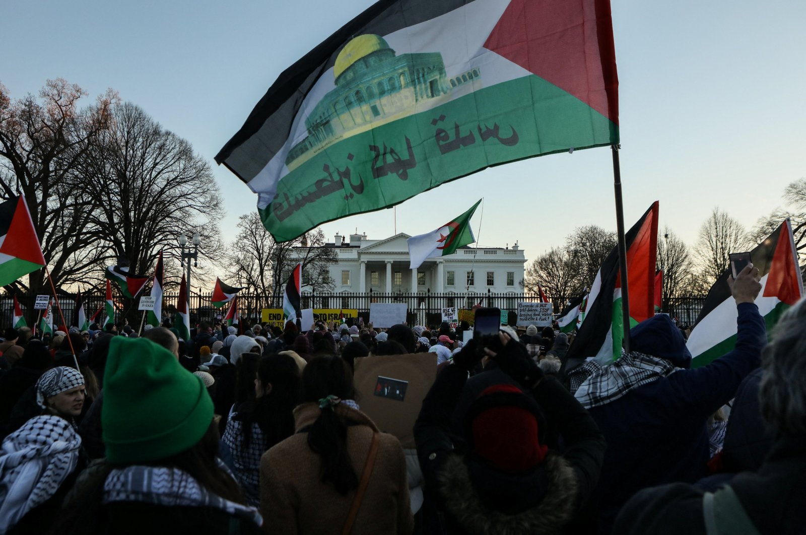 Demonstrators chant during the &quot;March on Washington for Gaza,&quot; in support of the Palestinian people, at Lafayette Park near the White House in Washington, U.S., Jan. 13, 2024. (Reuters Photo)