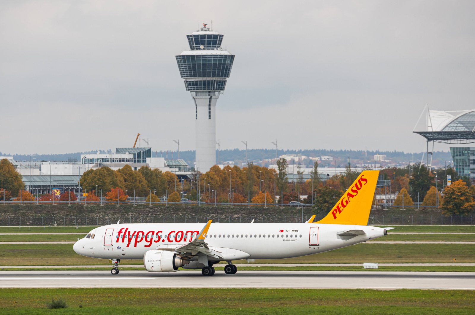 A Pegasus Airlines Airbus A320-251N aircraft lands at the airport in Munich, Germany, Oct. 11, 2022. (Reuters Photo)