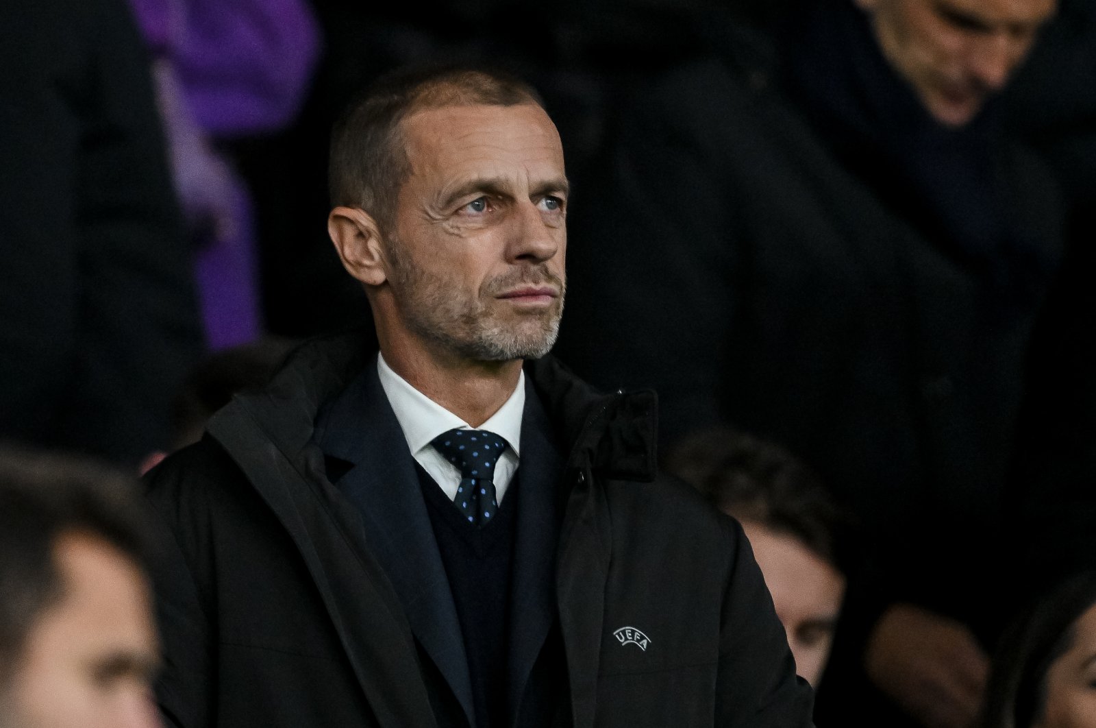 UEFA President Aleksander Ceferin looks on prior to the UEFA Champions League match between Paris Saint-Germain and Newcastle United FC at Parc des Princes, Paris, France, Nov. 28, 2023. (Getty Images Photo)