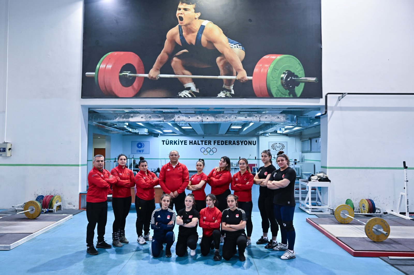 Turkish women&#039;s national weightlifters pose for a photo at the Eryaman Türkiye Olympic Preparation Center, Ankara, Türkiye, Jan. 25, 2024. (AA Photo)