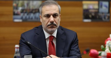 Foreign Minister Hakan Fidan attends an inter-delegation meeting with Romanian counterpart Luminita Odobescu in Bucharest, Romania, Jan. 31, 2024. (AA Photo)