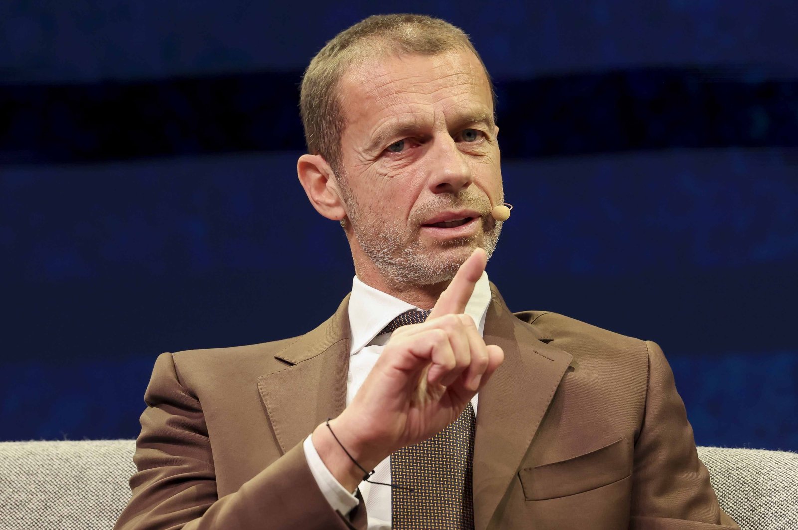 UEFA President Aleksander Ceferin gestures during the SPOBIS Conference, Hamburg, Germany, Jan. 31, 2024. (Getty Images Photo)