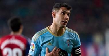 Former Celta Vigo player Hugo Mallo reacts during the La Liga match against Osasuna at El Sadar Stadium, Pamplona, Spain, March 6, 2023. (Getty Images Photo)
