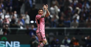 Inter Miami's Lionel Messi applauds the fans as he is substituted off during the Riyadh Season Cup match against Al-Hilal at Kingdom Arena, Riyadh, Saudi Arabia, Jan. 29, 2024. (Getty Images Photo)