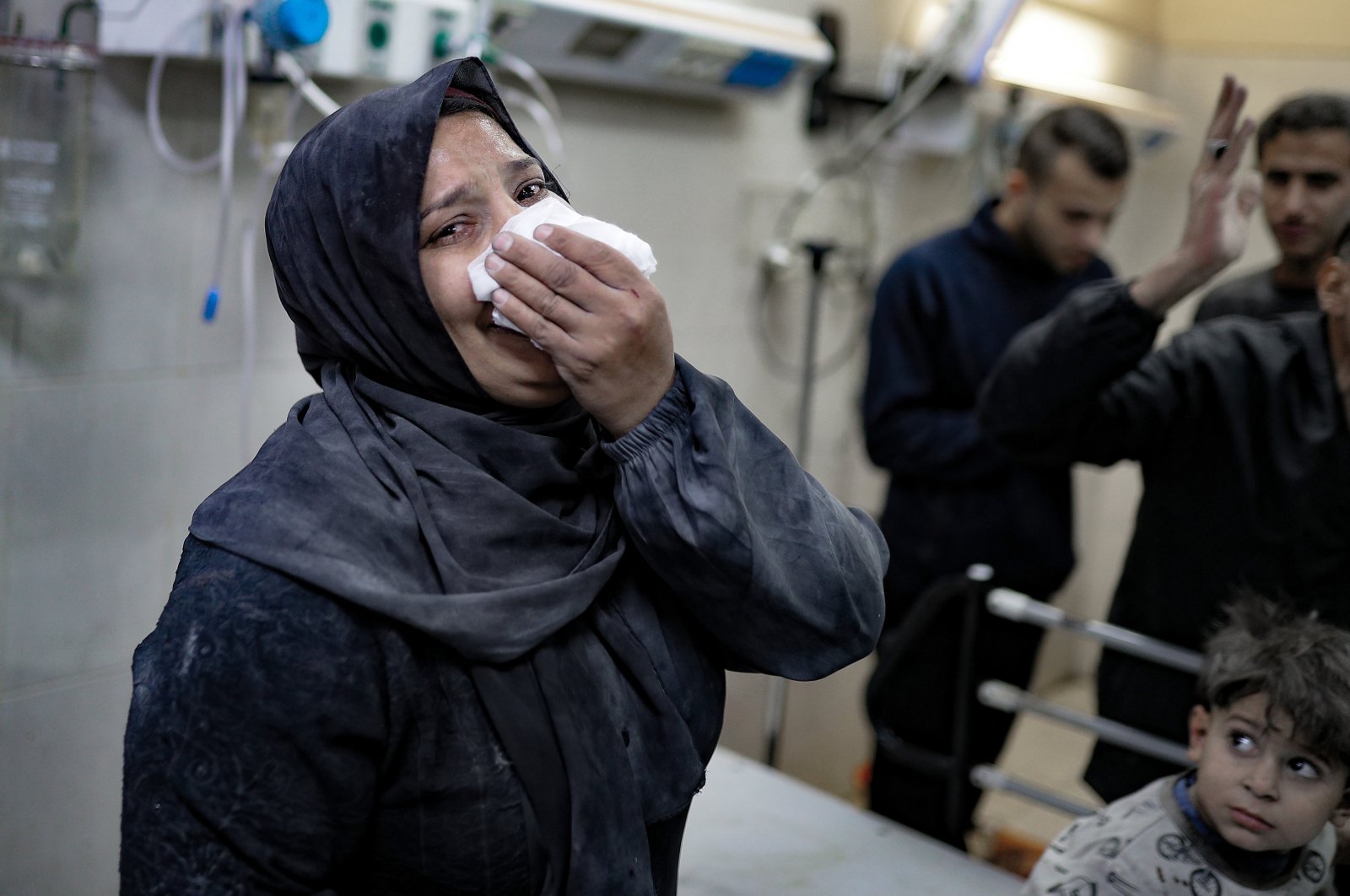 A Palestinian women mourns loved ones at the Al-Amal hospital in southern Gaza, Palestine, Feb. 1, 2024. (AA Photo)