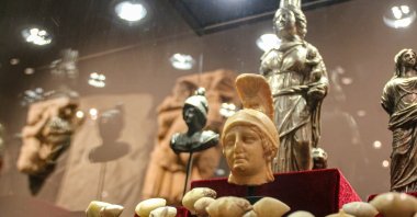 A ceremony was organized at Türkiye's Antalya Museum for the return of smuggled artifacts, Antalya, Türkiye, Feb. 2, 2024. (IHA Photo)
