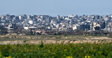 Israeli tanks maneuver inside Gaza near buildings destroyed by Israel&#039;s strikes, amid the ongoing conflict, as seen from Israel, Feb. 4, 2024. (Reuters Photo)
