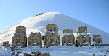 UNESCO-listed Mount Nemrut at 2,150 meters welcomes visitors with enchanting views, Adıyaman, Türkiye, Feb. 2, 2024. (AA Photo)
