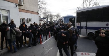 Police escort Daesh suspects nabbed in connection with the church attack, Istanbul, Türkiye, Feb. 1, 2024. (AA Photo)