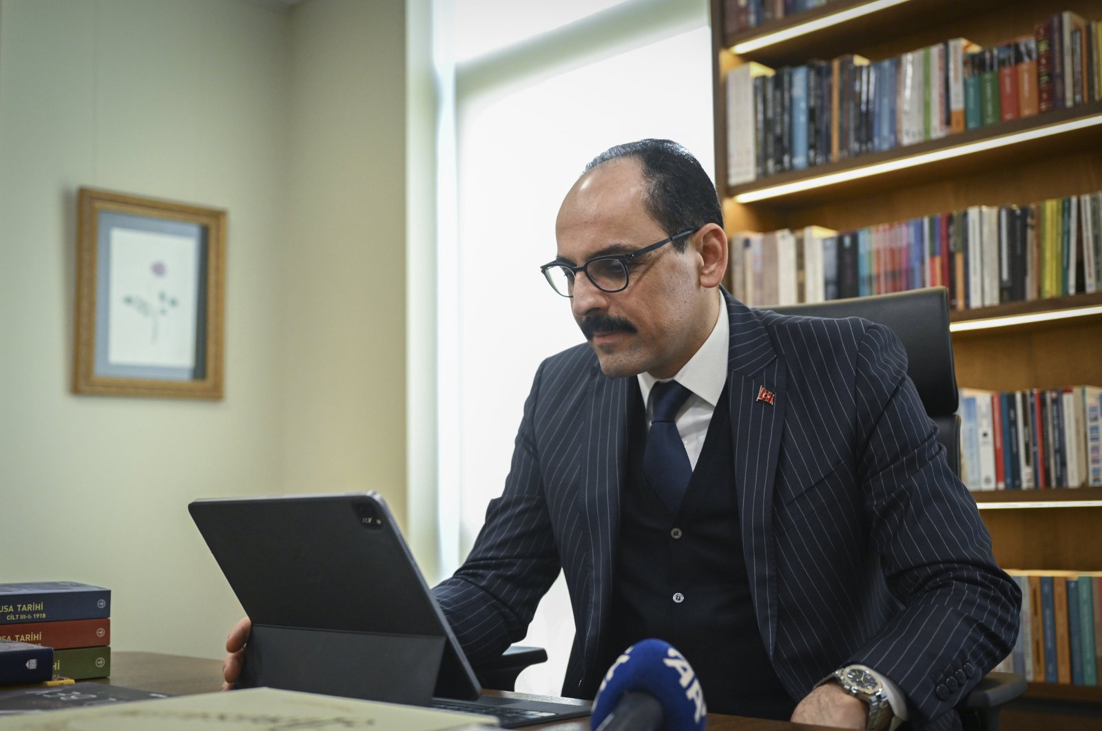 MIT director Ibrahim Kalın in his office, Ankara, Türkiye, Jan. 27, 2024. (AA Photo)