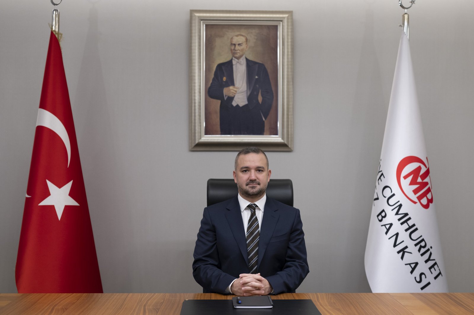 Central Bank of Republic of Türkiye (CBRT) Governor Fatih Karahan is seen in his office, Ankara, Türkiye, Feb. 4, 2024. (AA Photo)