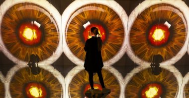 The dream sequence designed by Dali, one of the key moments in Alfred Hitchcock&#039;s film, comes to life in Munich, Germany, Feb. 1, 2024. (dpa Photo)