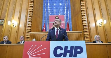 Main opposition Republican People's Party (CHP) Chairperson Özgür Özel addresses party members at a meeting, Ankara, Türkiye, Jan. 23, 2024. (AA Photo)