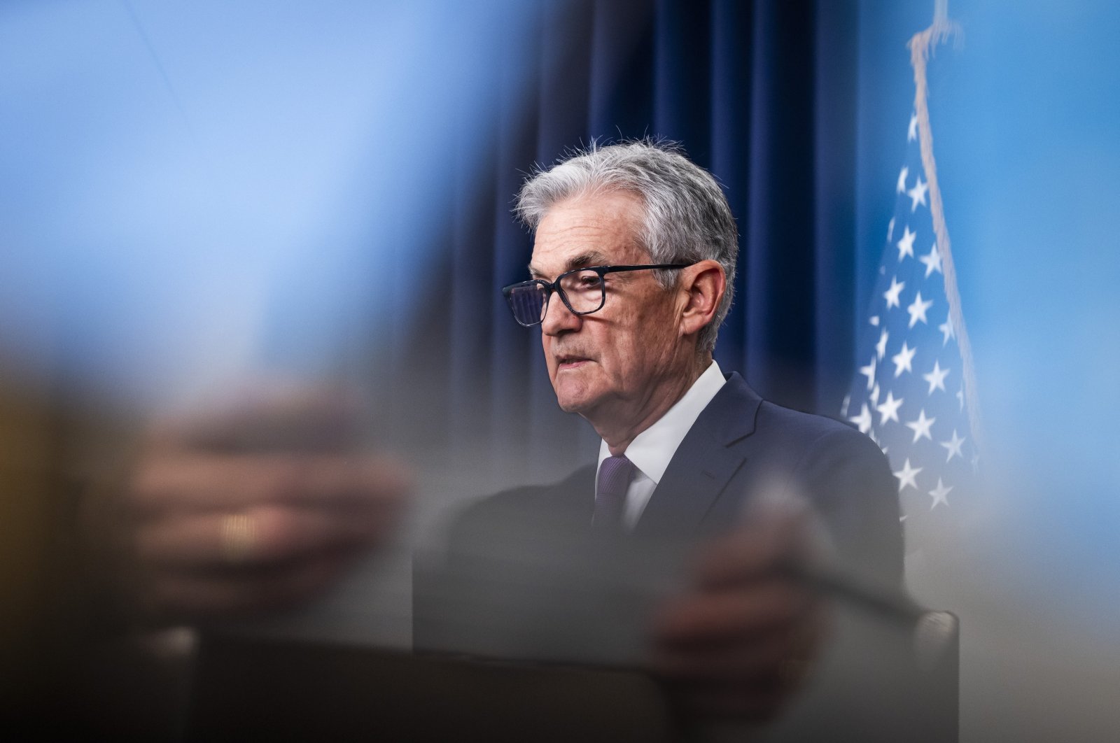 U.S. Federal Reserve (Fed) Board Chairperson Jerome Powell speaks to reporters after the Fed once again refrained from raising interest rates following its two-day conference in Washington, U.S., Jan. 31, 2024. (EPA Photo)
