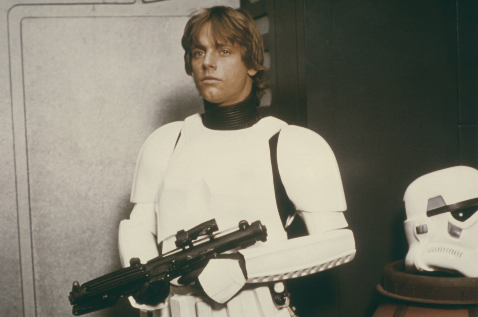 Mark Hamill as Luke Skywalker disguised as a stormtrooper in a scene from &quot;Star Wars Episode IV: A New Hope,&quot; 1977. (Getty Images Photo)