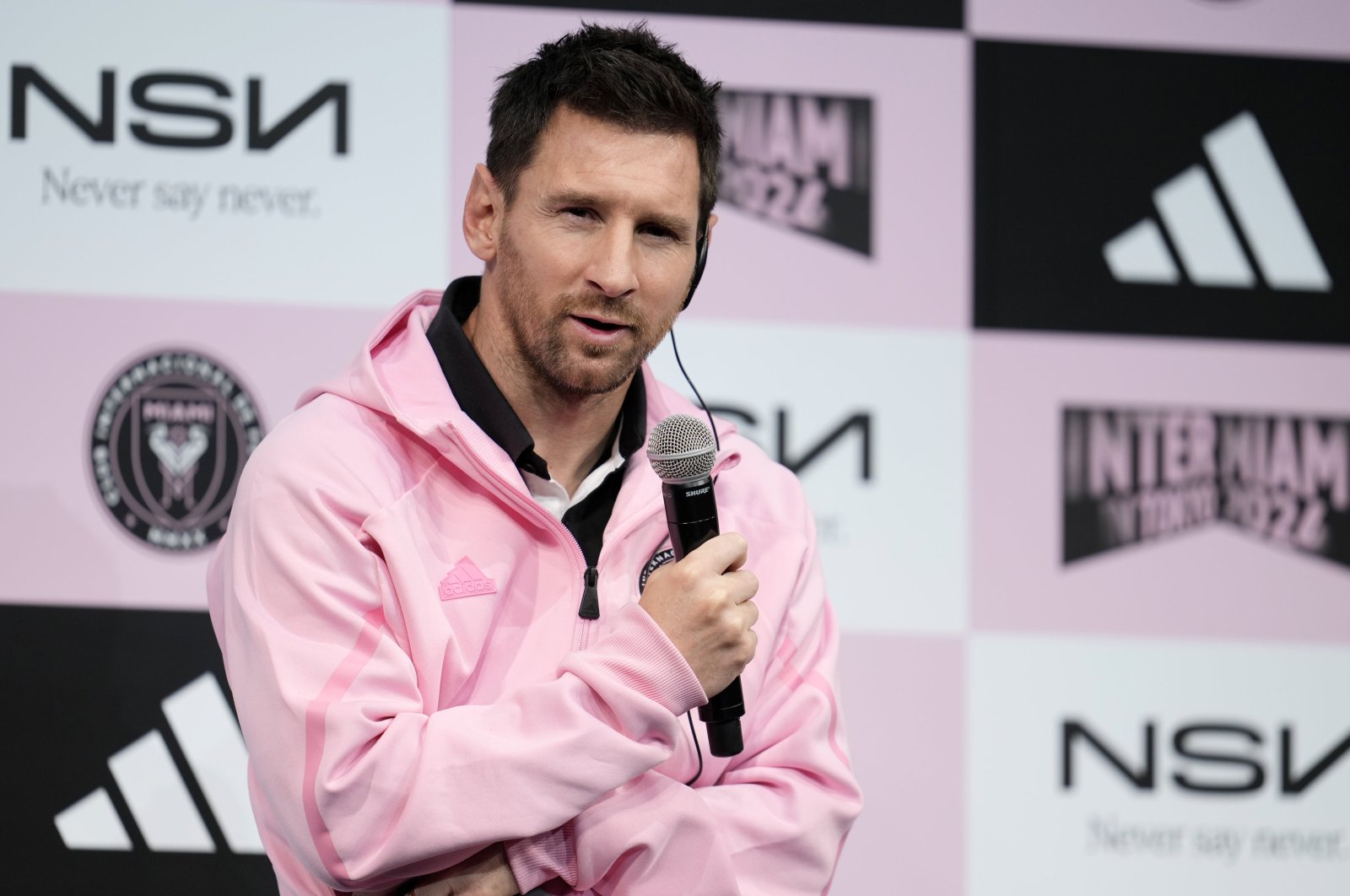 Inter Miami&#039;s Lionel Messi speaks during a press conference in Tokyo, Japan, Feb. 6, 2024. (EPA Photo)